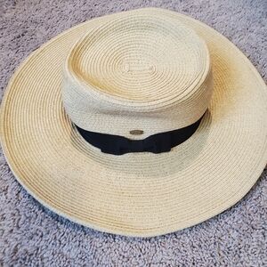 Scala Stylish Paper And Polyester Blend Sun Hat with Black Band